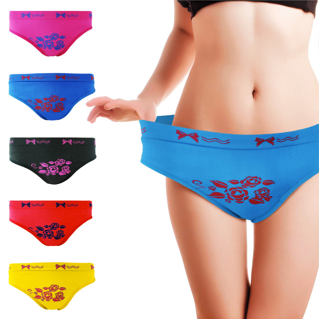 Soen Panty in Bikini style for Ladies in Embroidery design Large size (  3pcs ) random color